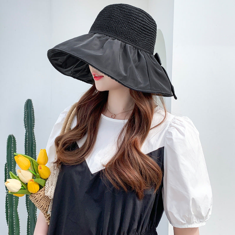 Big Hats Female Bow Black Ventilation Cap Spring Summer Outdoor
