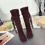 Beth Dutton Shoes Autumn and Winter Large Size Long Suede Martin Boots Long Boots