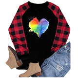Valentine's Day T Shirt Heart Printing Cotton Women's Long Sleeve