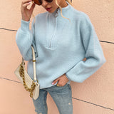 Women Pullover Knit Sweater Women's Autumn and Winter Knitwear Lantern Sleeve Sweater
