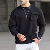 Men Sweats Man Fall Outfits Autumn Men's Shirt round Neck Pullover Loose Solid Color Men's Sweater