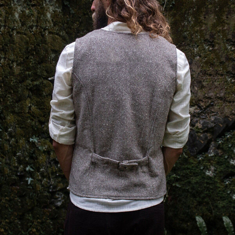 Men Dress Vests Autumn Solid Color Slim Fit Casual Vest Men
