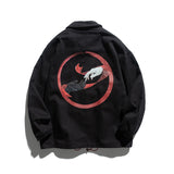 Man Fall Outfis Autumn Pattern Printing Casual Polo Collar Jacket Boys Baggy Coat