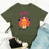 Squid Game Costume printed loose cotton round neck short sleeve t-shirt for women