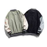 Man Fall Outfis Letter Print Color Blocking Baseball Uniform Coat Loose Couple Jacket