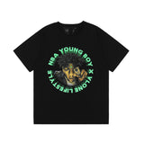 Vlone T Shirt Portrait Print Large V Short Sleeve High Street Men And Women Half Sleeve