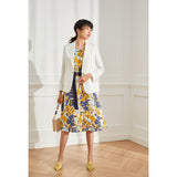 Gloria Vanderbilt round Neck Printed Casual Waist Tight Dress