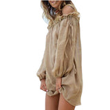Coachella Music Festival Outfits Beach Dress Loose Solid Color Long Sleeve