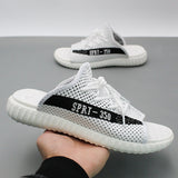 Mens Slide Coconut Slippers Summer Outdoor Fly Woven Mesh Beach Flip-Flops Shoes