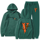 Vlone Hoodie & Pants 2 Piece Set Men'S Printed Hoodie Autumn Winter Sweater