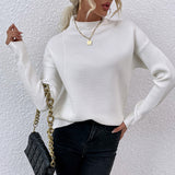 Women Pullover Knit Sweater Autumn and Winter Solid Color Turtleneck Sweater Women's Top