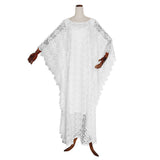 African Dashiki Dress Water Soluble Batwing Sleeve round Neck