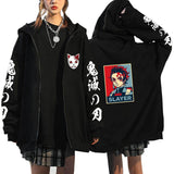 Anime Hoddies Anime Kimetsu No Yaiba Zipper Sweater