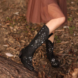 Beth Dutton Shoes Embroidered Rhinestone Women's Large Size Women's Shoes Knee-High Boots