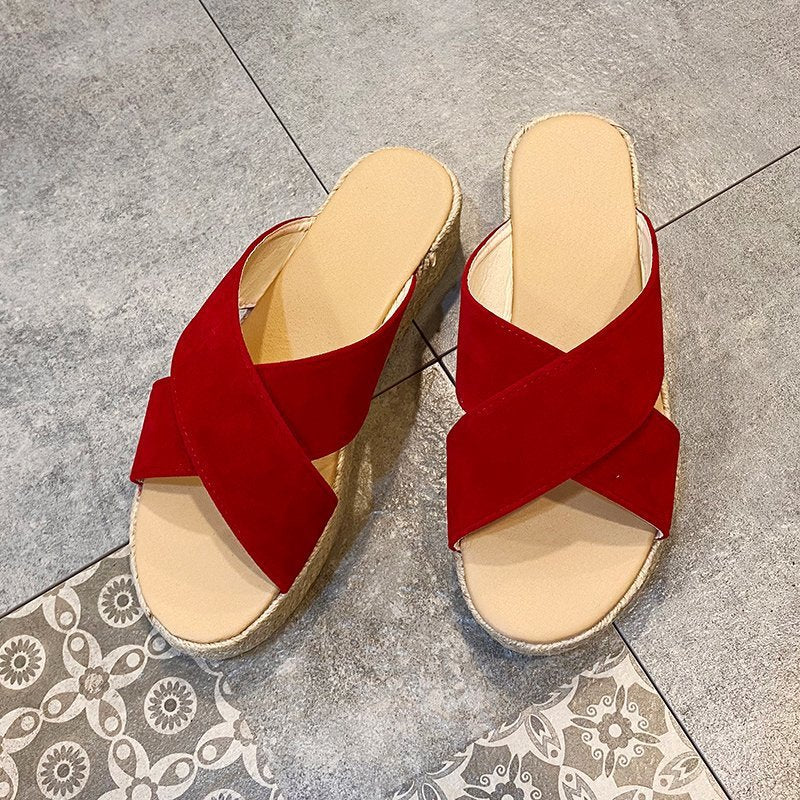 Women Platform Sandals Fashion Platform Suede Large Size Sandals