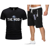 Vlone T Shirts & Shorts 2 Piece Set Rose Large V Printed Men'S And Women'S Loose Short-Sleeved T-Shirt