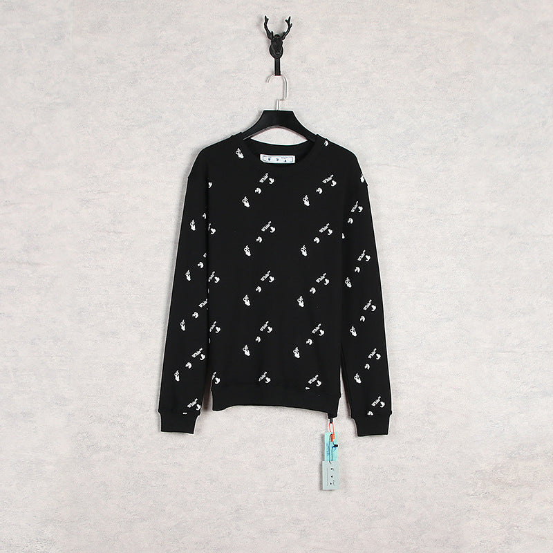 Off White Sweatshirts Round Neck Terry Sweater Ow Men'S And Women'S Casual Loose