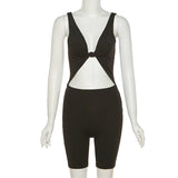 Summer Women's New Collection Sexy Cutout Sleeveless Low-Cut High Waist Tight Casual Sports Jumpsuit