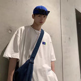 Men T-Shirts Logo Day Embroidery Loose Hundred Pure Colors