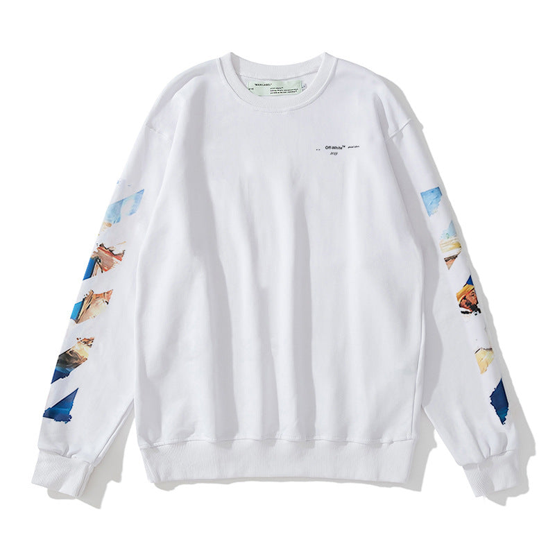 Off White Sweatshirts Autumn And Winter Head Graffiti Round Neck Sweater Loose
