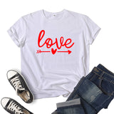 Valentine's Day T Shirts Couples Love Printed Short Sleeve round Neck T-shirt Men and Women Loose
