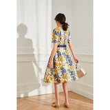 Gloria Vanderbilt round Neck Printed Casual Waist Tight Dress