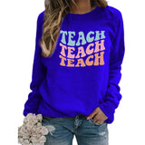 Merry and Bright Sweatshirts Teach Printed Crew Neck Sweatshirt Autumn and Winter Women's plus Size