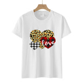 Valentine's Day T Shirt Men's and Women's Heart Printing Pullover Cotton Short Sleeve Women's T-shirt