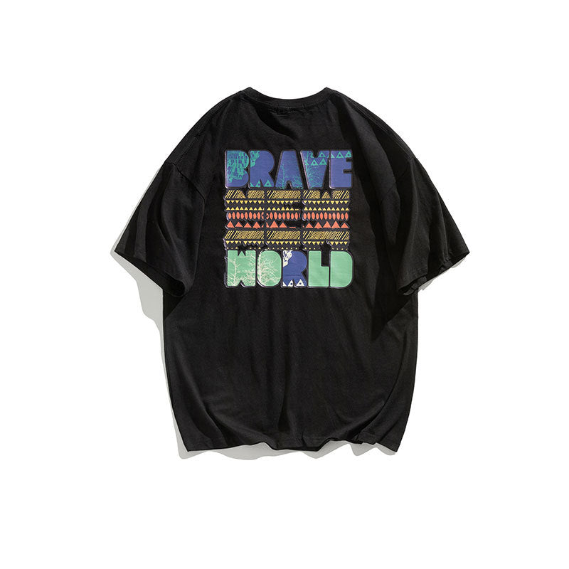 Men T Shitrs Solid Color Basic Letter Printing