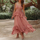 Burgundy Dress Formal Summer Women's Clothing V-neck Stitching Irregular Swing Dress