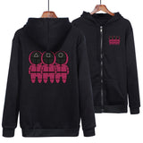 Squid Game Costume round Six Cartoon Printed Zipper Sweater