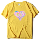 Valentine's Day T Shirt Short Sleeve Heart Printing Casual Summer Top