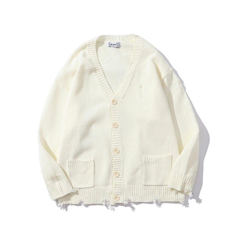 Men Sweater Burrs Knitwear Men Loose Jacket