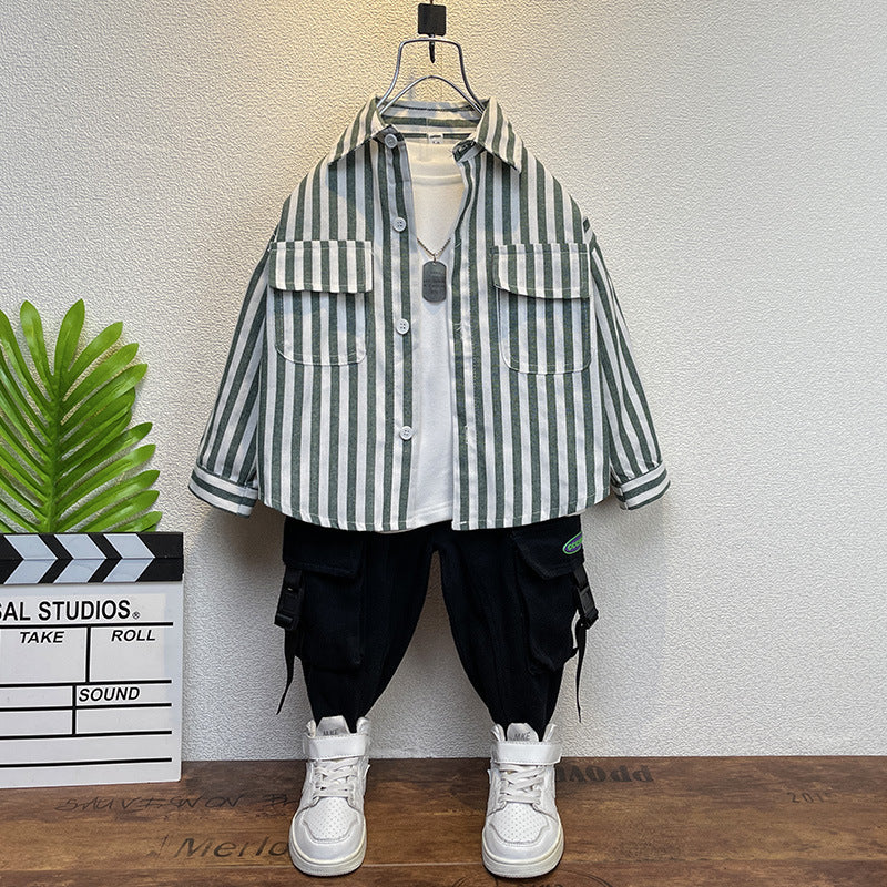 Toddler Boys Sweater Boys' Shirt Spring and Autumn Leisure Shirt