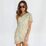 Coachella Music Festival Outfits Spring and Summer Chiffon Printed Short Skirt Ruffled Dress