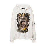 Man Fall Outfits Hip Hop Printed Hoodie Men's and Women's Pullover Black White Autumn and Winter
