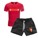 Vlone T Shirts & Shorts 2 Piece Set Printed Men'S Sports Printed Round Neck T-Shirt