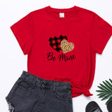 Valentine's Day T Shirts Couples Leopard Plaid Love Women's T-shirt Loose T-shirt