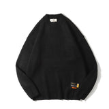 Man Fall Outfis Autumn Solid Color Simple Round Neck Sweater Casual Cotton Knitwear