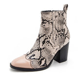 Python Boots Women's Shoes Autumn Winter Assorted Colors Snake Pattern Dr. Martens Boots Thick High Heel