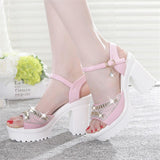 High Heels Slippers Peep Toe Shoes Thick Bottom Muffin Waterproof Word Buckled Chunky Heel Sandals