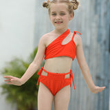 Children Swimsuit Bikini Solid Color Swimsuit