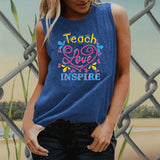 Valentine's Day T Shirt Heart Print plus Size Women's Sleeveless Blouse