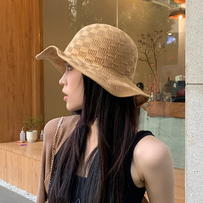 Women Bucket Hat Bucket Hat Sunshade Woven Straw Hat