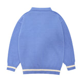 Men Sweater Cartoon Embroidery Color Matching Sweater Coat Men's Loose V-neck Cardigan Sweater