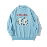 Men Sweater Cartoon Towel Embroidery Penguin Sweater Men's Pullover