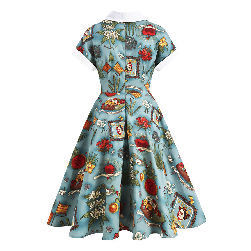 Regency Dress Palace Print Contrast Color