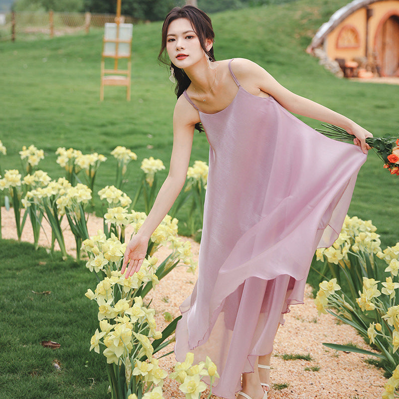 Coachella Music Festival Outfits Summer Purple Fairy Dress Gentle Dress Seaside Vacation