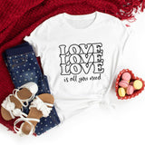 Valentine's Day T Shirts Couples Love Heart Printing Loose Pullover Short Sleeve T-shirt
