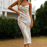 Kendall Jenner Wedding Guest Dress Temperament Western Style Mid-Length Sling Irregular Slit